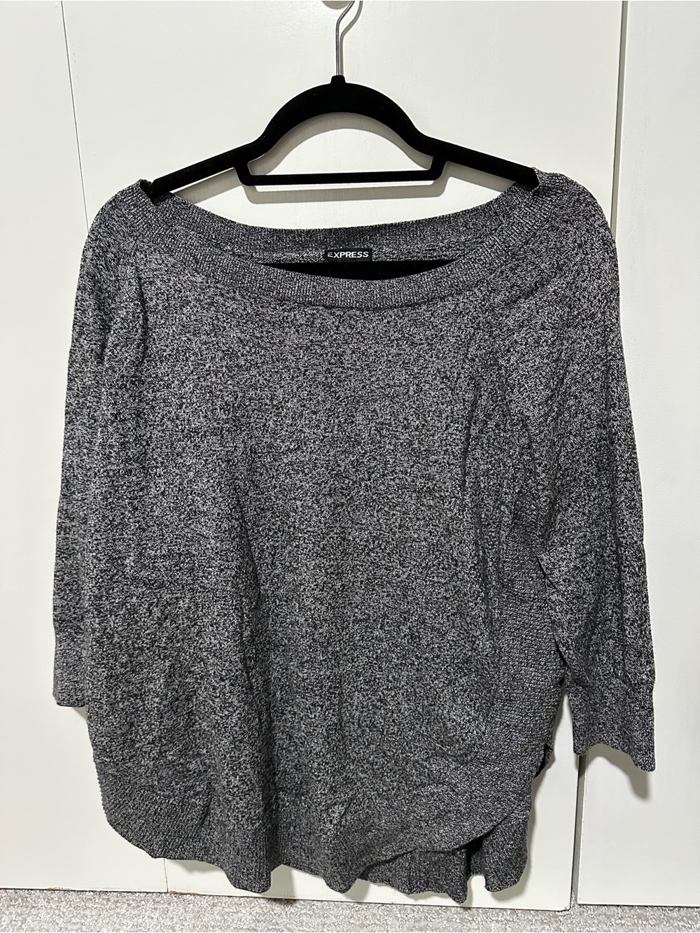 Express Gray Marled Pullover Sweater